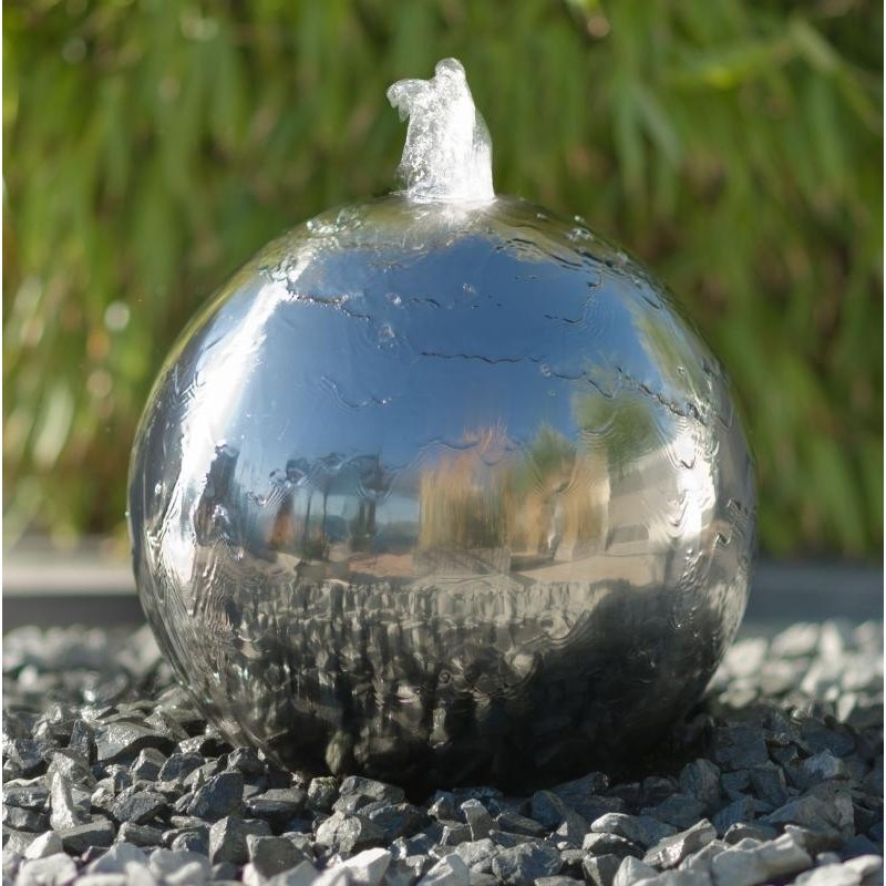 KAMBOS - fontaine boule argentée avec éclairage LED KAMBOS - fontaine boule argentée avec éclairage LED