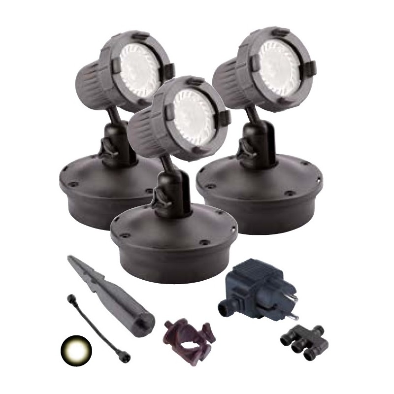 Set de 3 spots d'extérieur étanches - éclairage LED - VarioLed x 3