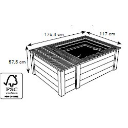 UBBINK Quadra Wood 2 Kit bassin préformé, cadre en bois et pompe à eau