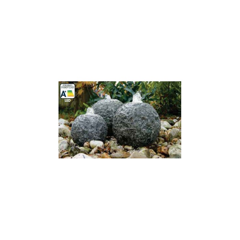 KOZANI - 3 sphères en granite LED KOZANI - 3 sphères en granite LED